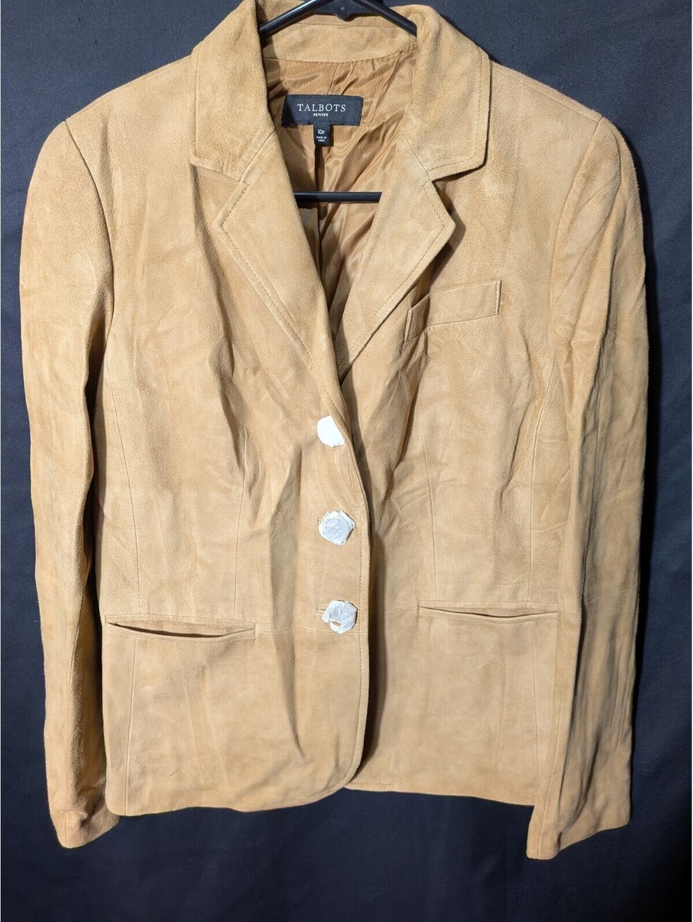 Talbots Petites Camel Tan Suede Blazer Jacket NWT Size 10P Classic Career